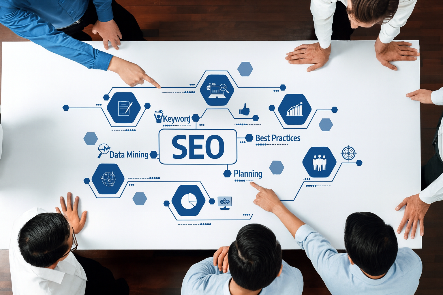 SEO Agentur Regensburg Das Team von der SEO Agentur in Regensburg am Tisch