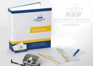 Ringordner und Geschäftsausstattung der Steuerberatung Beiderbeck und Kunz