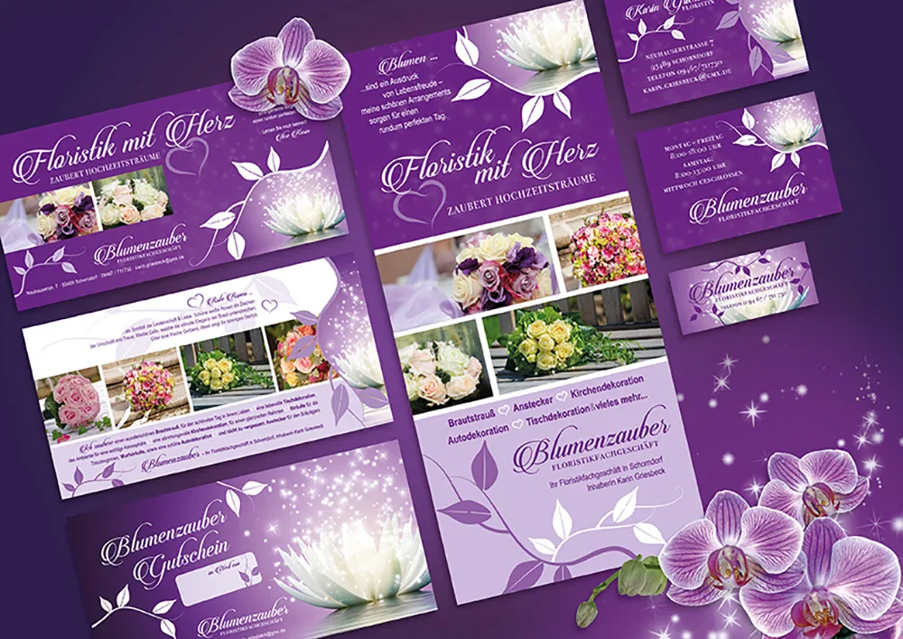 Referenz Flyer & Geschäftsausstattung für Firma Blumenzauber