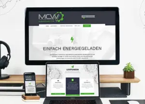 Webseite von MCW Systemtechnik auf Monitor, Laptop und Smartphone