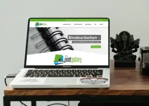 Webseite von Printgallery auf einem Laptop