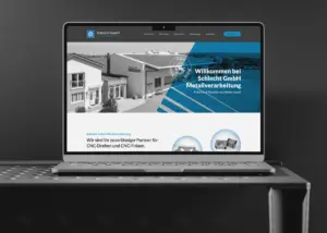 Webseite von Schlecht GmbH Metallverarbeitung auf einem Laptop