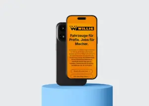Karriereseite von Kurt Willig GmbH & Co. KG auf einem Smartphone