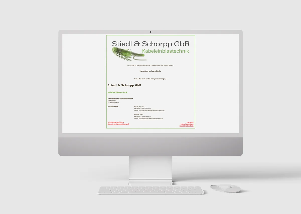 Webseite von Stiedl & Schorpp GbR auf einem Bildschirm