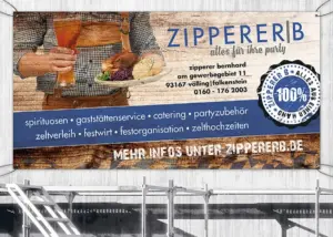 Bauzaunbanner für Zipperer B, Gaststättenservice und Partyzubehör
