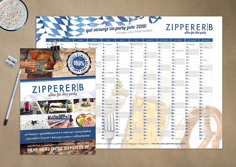 Ansicht Plakat und Kalender Firma Zipperer